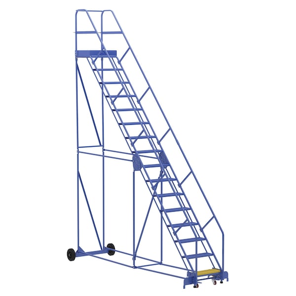 196 H Steel Warehouse Ladder, 50 deg Perf, 16 Step, 21", 16 Steps